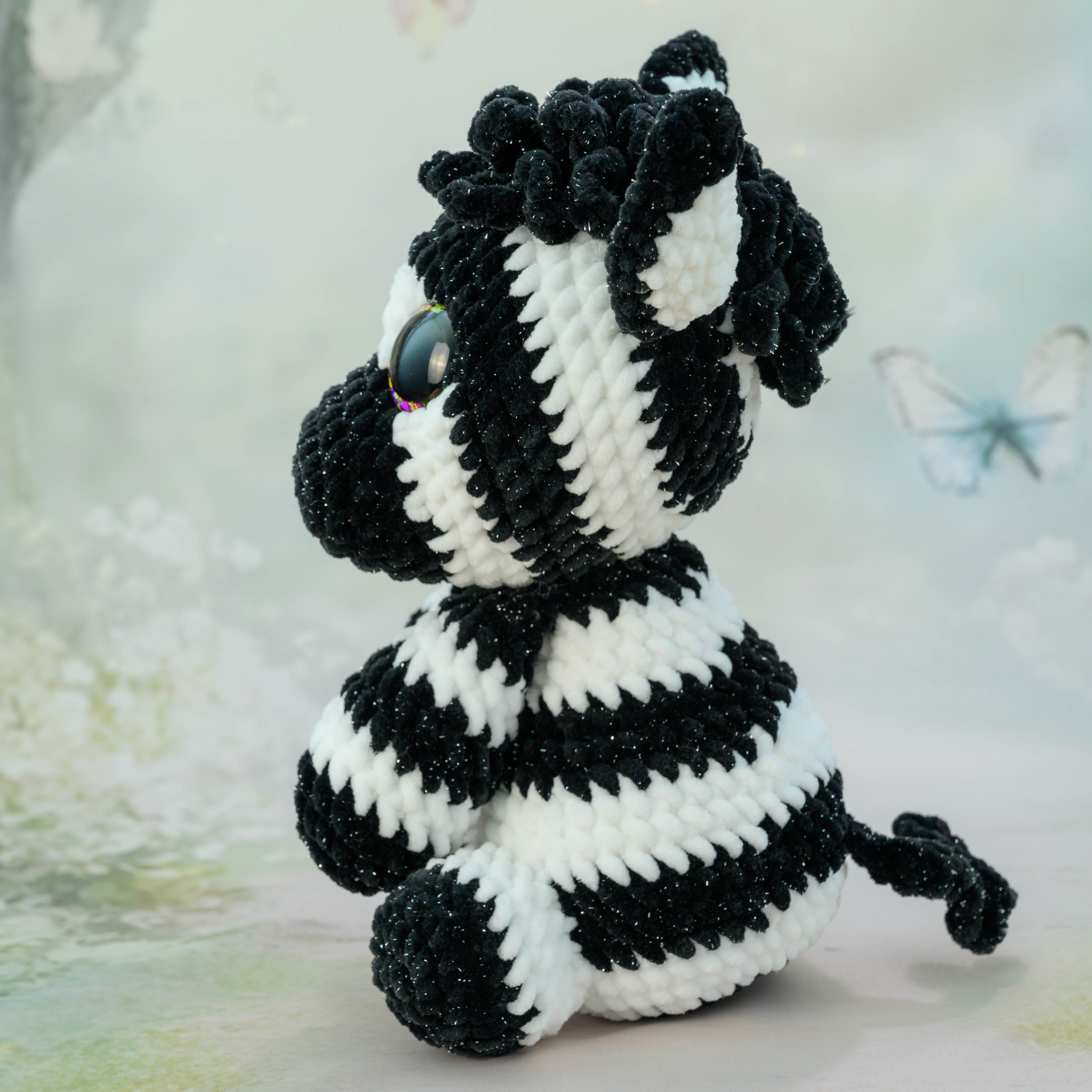 Lou das Zebra - schwarz Glitzer